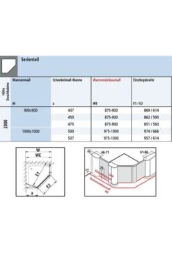 Kermi Pega Fünfeckdusche Mit Festteil Pendeltür -Badmobel Verkauf 10695 7
