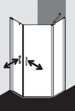 Kermi Pega Fünfeckdusche Mit Festteil Pendeltür -Badmobel Verkauf 10695 9