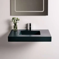 Doccia Saona Black Wachtisch Mineralguss Stein Waschplatz