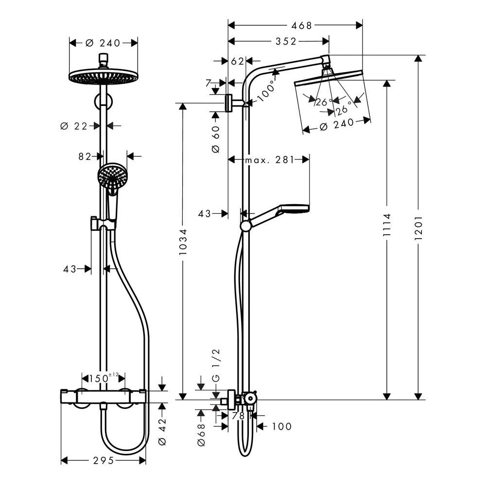 Hansgrohe Duschsystem Crometta S 240 1jet Showerpipe 27267 4 Hansgrohe Duschsystem Crometta S 240 1jet Showerpipe 27267 – Bild 2