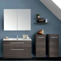 Dansani Spiegelschrank 80 Cm In Dekor Pinie Grau -Badmobel Verkauf 13604 3