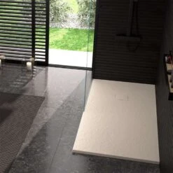 Doccia Amiata Rechteck Duschwanne Mineralguss Stein Extra Flach XXL