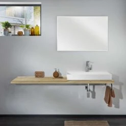 Lanzet Q4-Fit Waschtischplatte Variable Breite Holzdekor Berg Eiche