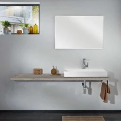 Lanzet Q4-Fit Waschtischplatte Variable Breite Holzdekor Eiche Maron