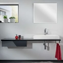 Lanzet Q4-Fit Waschtischplatte Variable Breite Grafit Glanz