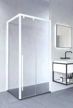 Doccia Atenas Duschkabine Schiebetür Mit Seitenwand Industrial White