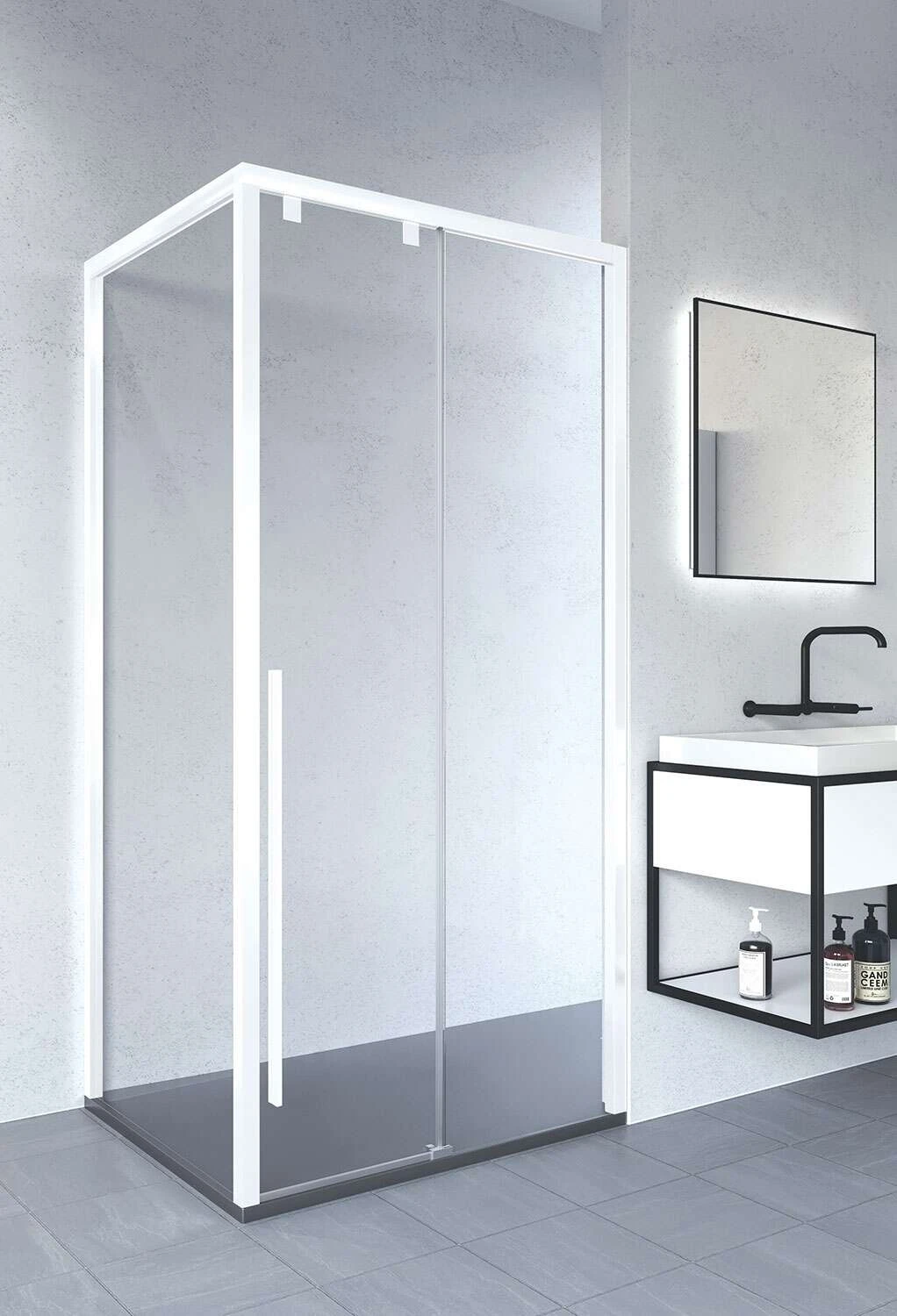 Doccia Atenas Duschkabine Schiebetür Mit Seitenwand Industrial White 3 Doccia Atenas Duschkabine Schiebetür Mit Seitenwand Industrial White