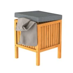 Eisl Bambus Wäschekorb Sitzhocker Mit Sitzkissen
