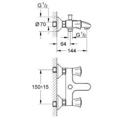GROHE Costa Zweigriff-Badebatterie -Badmobel Verkauf 14626 1