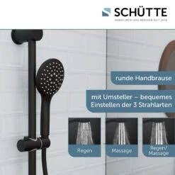 Schütte Brausestangenset RAVEN Schwarz Matt Stangenlänge 70 Cm -Badmobel Verkauf 14840 4
