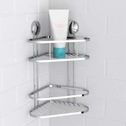 Eisl Dusch-Eckablage 2 Etagen Chrom, Zum Kleben Oder Schrauben -Badmobel Verkauf 15872 3