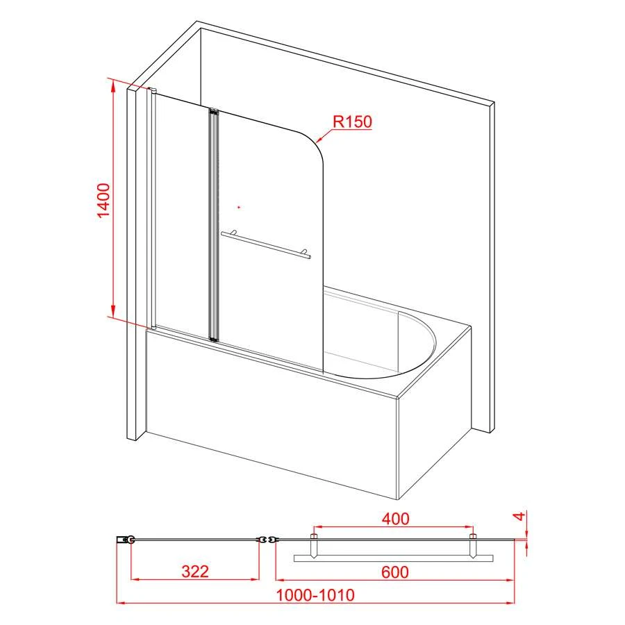 Duschmeister Badewannenfaltwand Max F 11 Schwarz 100 X 140 Cm 8 Duschmeister Badewannenfaltwand Max F 11 Schwarz 100 X 140 Cm – Bild 6