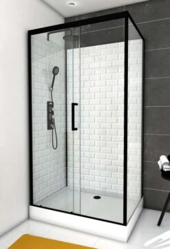 Komplettdusche Duschmeister Max F 66 Schiebetür Mit Seitenwänden Schwarz 80 X 110 X 230 Cm