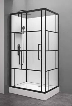 Komplettdusche Duschmeister Max F 69 Schiebetür Mit Seitenwänden Schwarz 110 X 80 X 225 Cm