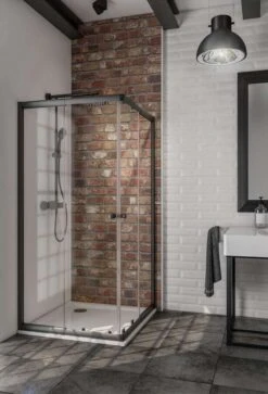 Schulte Sunny Eckeinstieg Mit Schiebetüren 75-90 Cm Black Style