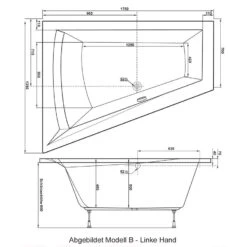 Ottofond Raumsparbadewanne Galia II B 175 X 135 Weiß -Badmobel Verkauf 1655 1