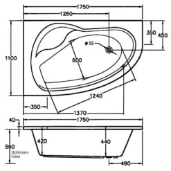 Ottofond Raumsparbadewanne Loredana B 175 X 110 Weiß -Badmobel Verkauf 1658 1