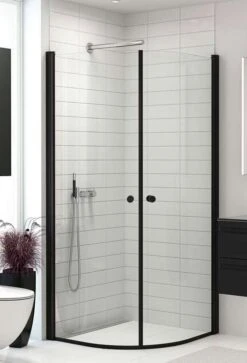 Dansani Match Runddusche Mit Drehtüren Einteilig Black Schwarz Matt