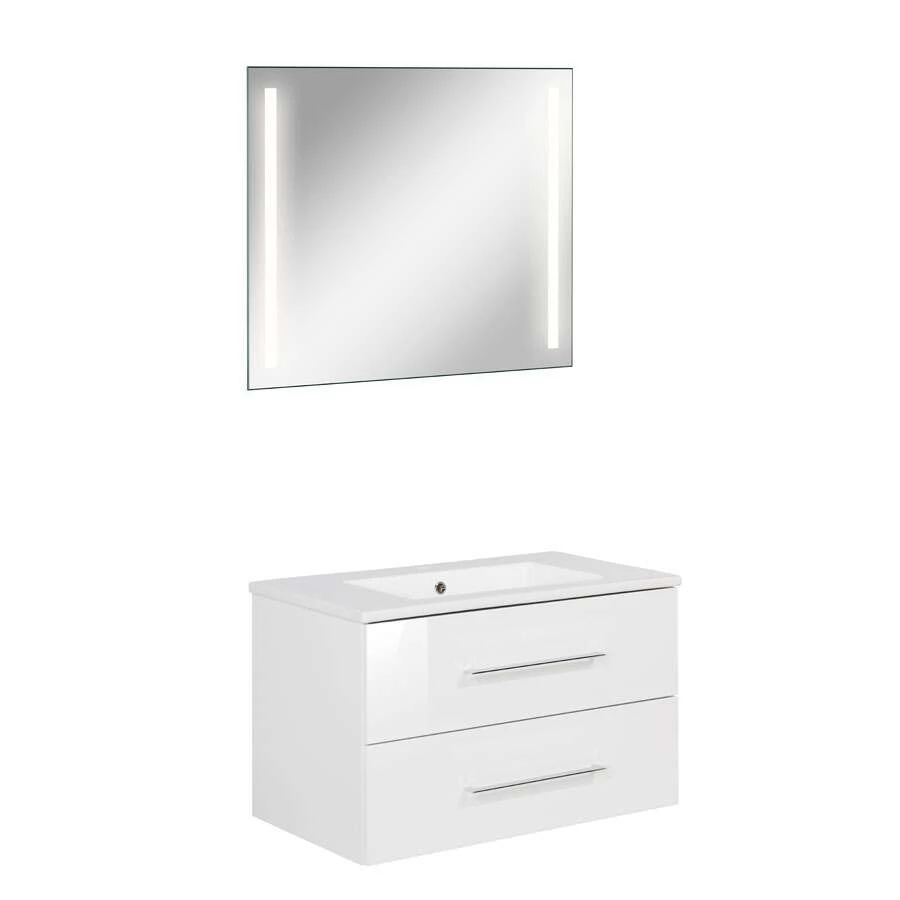 Fackelmann Badmöbelset B.Perfekt 80 Cm Mit Spiegel, Weiß 3 Fackelmann Badmöbelset B.Perfekt 80 Cm Mit Spiegel, Weiß