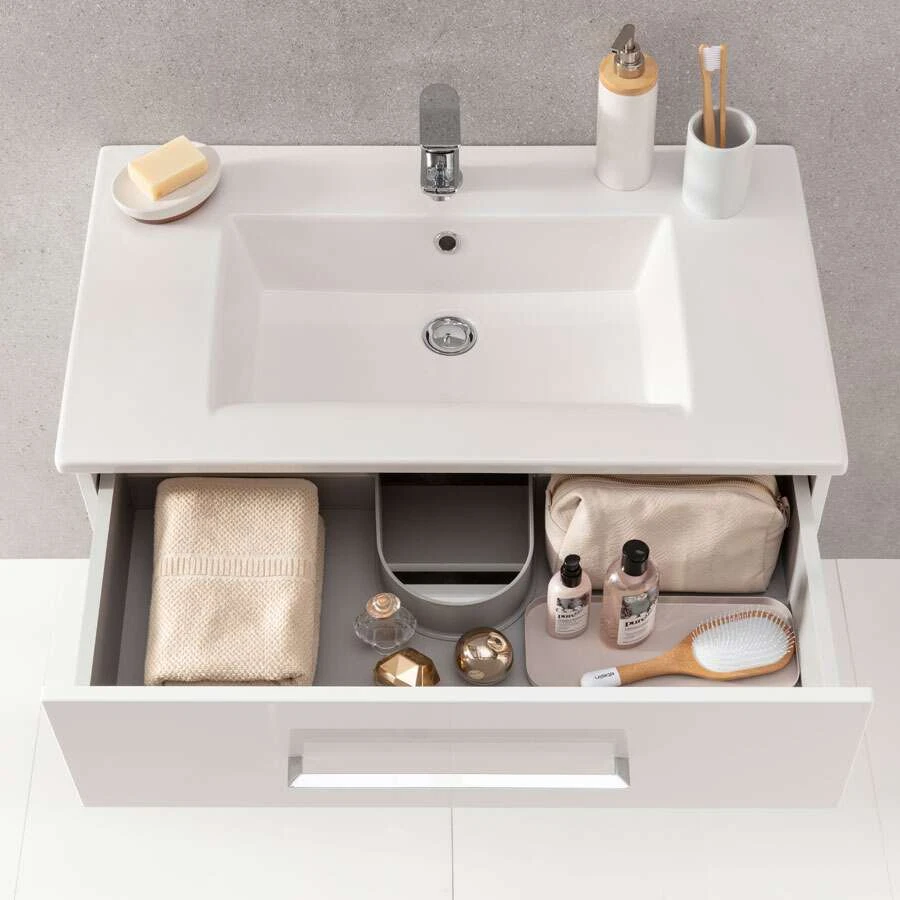 Fackelmann Badmöbelset B.Perfekt 80 Cm Mit Spiegel, Weiß 6 Fackelmann Badmöbelset B.Perfekt 80 Cm Mit Spiegel, Weiß – Bild 4