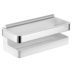 Keuco Moll Duschkorb 3-teilig Mit Kunststoff-Einsatz Und Glasabzieher, Chrom/weiß