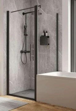 Schulte Garant 2.0 Drehtür Mit Verkürzter Seitenwand Auf Badewanne Black Style