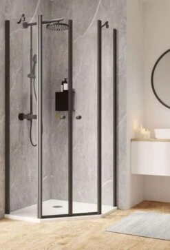 Schulte Garant 2.0 Fünfeckdusche 4-teilig Black Style