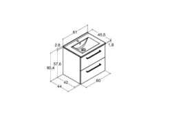 Dansani Mido+ Möbelset Mit Amber Keramik Waschtisch Und 2 Schubladen Schwarz Struktur 61 Cm -Badmobel Verkauf 20223 3
