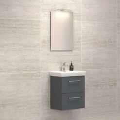 Dansani Spar-Set Multo+ Lotto Mit Spiegel Und Lampe Grau Matt 55 Cm