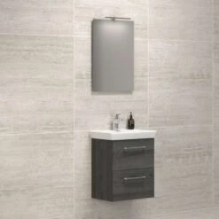 Dansani Spar-Set Multo+ Lotto Mit Spiegel Und Lampe Pine Grey 55 Cm