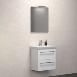 Dansani Spar-Set Multo+ Lotto Mit Spiegel Und Lampe Weiß Hochglanz 65 Cm