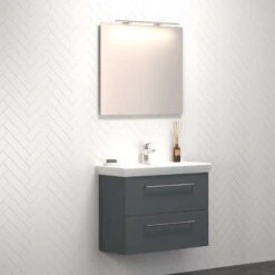 Dansani Spar-Set Multo+ Lotto Mit Spiegel Und Lampe Grau Matt 85 Cm