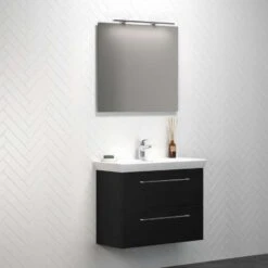 Dansani Spar-Set Multo+ Lotto Mit Spiegel Und Lampe Schwarz Struktur 85 Cm