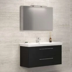 Dansani Spar-Set Multo+ Lotto XL Mit Spiegel Und Lampe Schwarz Struktur 125 Cm