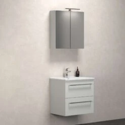 Dansani Spar-Set Multo+ Amber Mit Spiegelschrank Und Lampe Weiß Matt 61 Cm