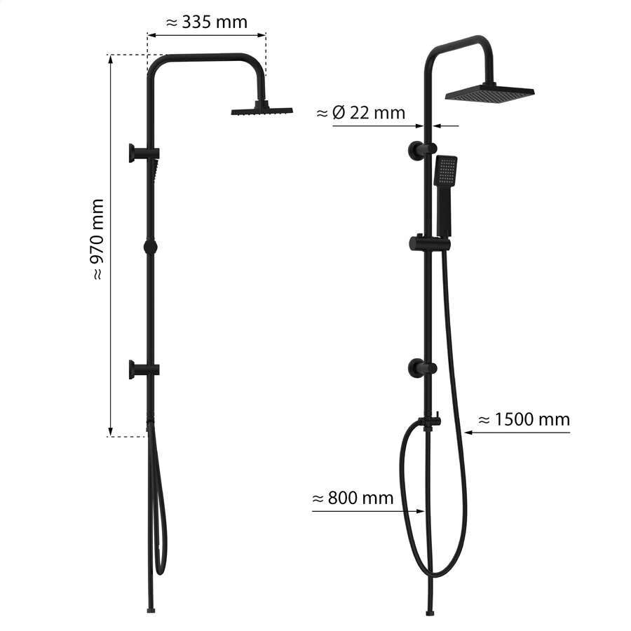 Eisl EASY ENERGY Überkopf-Brauseset, Schwarz Matt 4 Eisl EASY ENERGY Überkopf-Brauseset, Schwarz Matt – Bild 2
