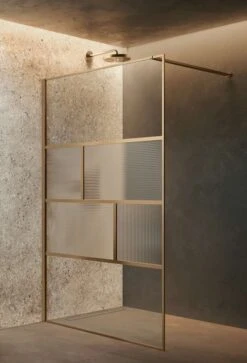Novellini HC ART Duschwand Walk In Dekor Streifen Bronze Gebürstet