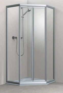 Koralle Duschkabine TwiggyTop Fünfeck Pendeltüren 1950