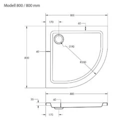 Ottofond Duschwanne Kraton Rund, Radius 550 Mit Träger -Badmobel Verkauf 3586 1