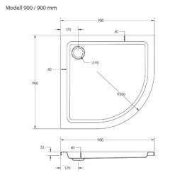 Ottofond Duschwanne Kraton Rund, Radius 550 Mit Träger -Badmobel Verkauf 3586 2