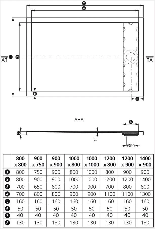 Ottofond Duschwanne Plateau Quadrat Mit Rinne Und Träger 4 Ottofond Duschwanne Plateau Quadrat Mit Rinne Und Träger – Bild 2