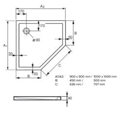 Hüppe Fünfeckduschwanne Purano 5-Eck -Badmobel Verkauf 3618 2
