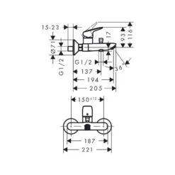 Hansgrohe Logis Einhebel-Wannenmischer Aufputz Chrom -Badmobel Verkauf 6392 1