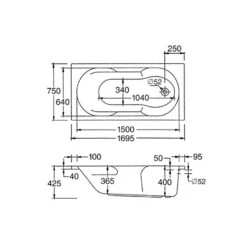 Duschmeister Rechteckbadewanne Dublin Mit Wannenträger -Badmobel Verkauf 7265 2