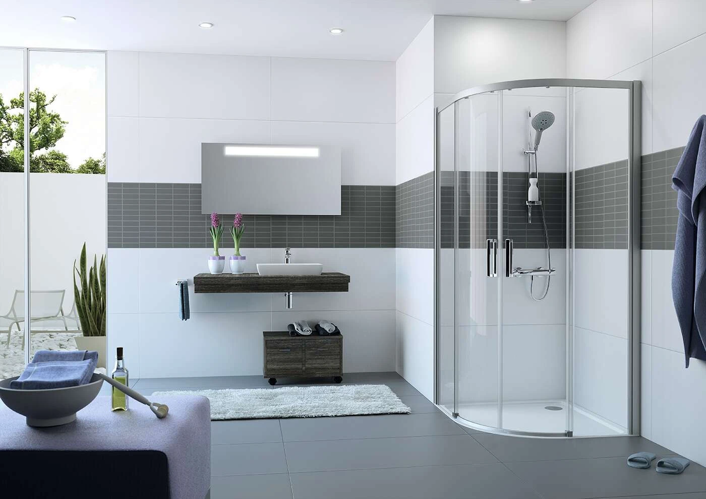 Hüppe Classics 2 Runddusche Viertelkreis Gleittür EasyEntry Radius 550 4 Hüppe Classics 2 Runddusche Viertelkreis Gleittür EasyEntry Radius 550 – Bild 2