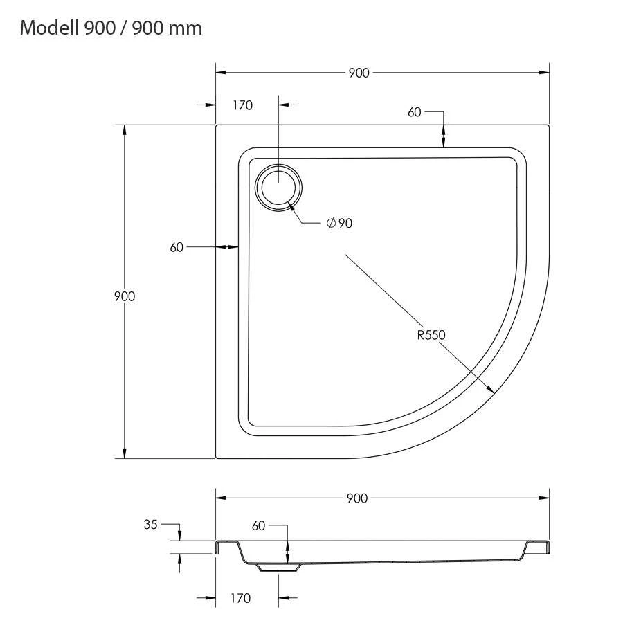 Ottofond Rundduschwanne Kraton Mit Träger Und Ablauf 550 Mm 4 Ottofond Rundduschwanne Kraton Mit Träger Und Ablauf 550 Mm – Bild 2