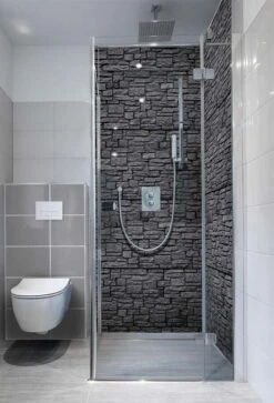 Duschmeister Duschrückwand Badrückwand Folie Motiv Steinwand Grau -Badmobel Verkauf 9730 1